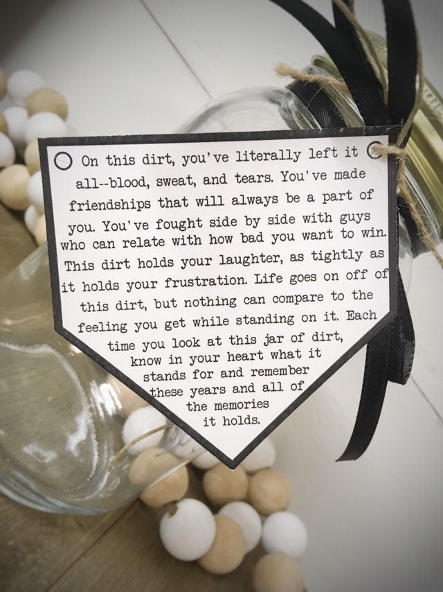 Jar of Dirt BASEBALL boys Team Printable Instant Download Digital Art Motivational Memory Sentimental Quote Sign Senior Gift