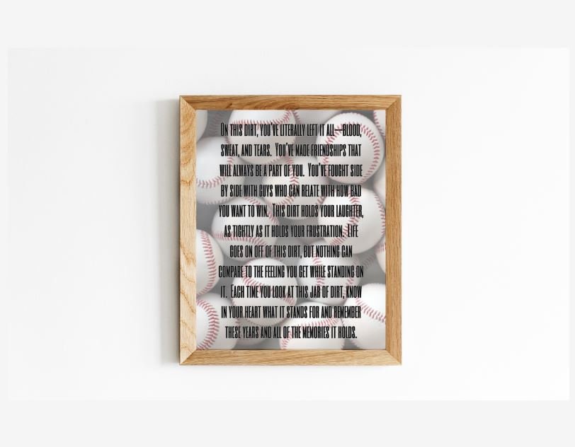 Jar of Dirt BASEBALL boys Team Printable Instant Download Digital Art Motivational Memory Sentimental Quote Sign Senior Banquet Awards Decor