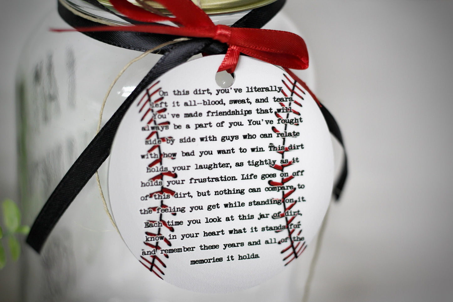 Jar of Dirt BASEBALL boys Team Personalized Metal Tag Motivational Memory Sentimental Quote Sign Senior Gift, Baseball Team Gifts