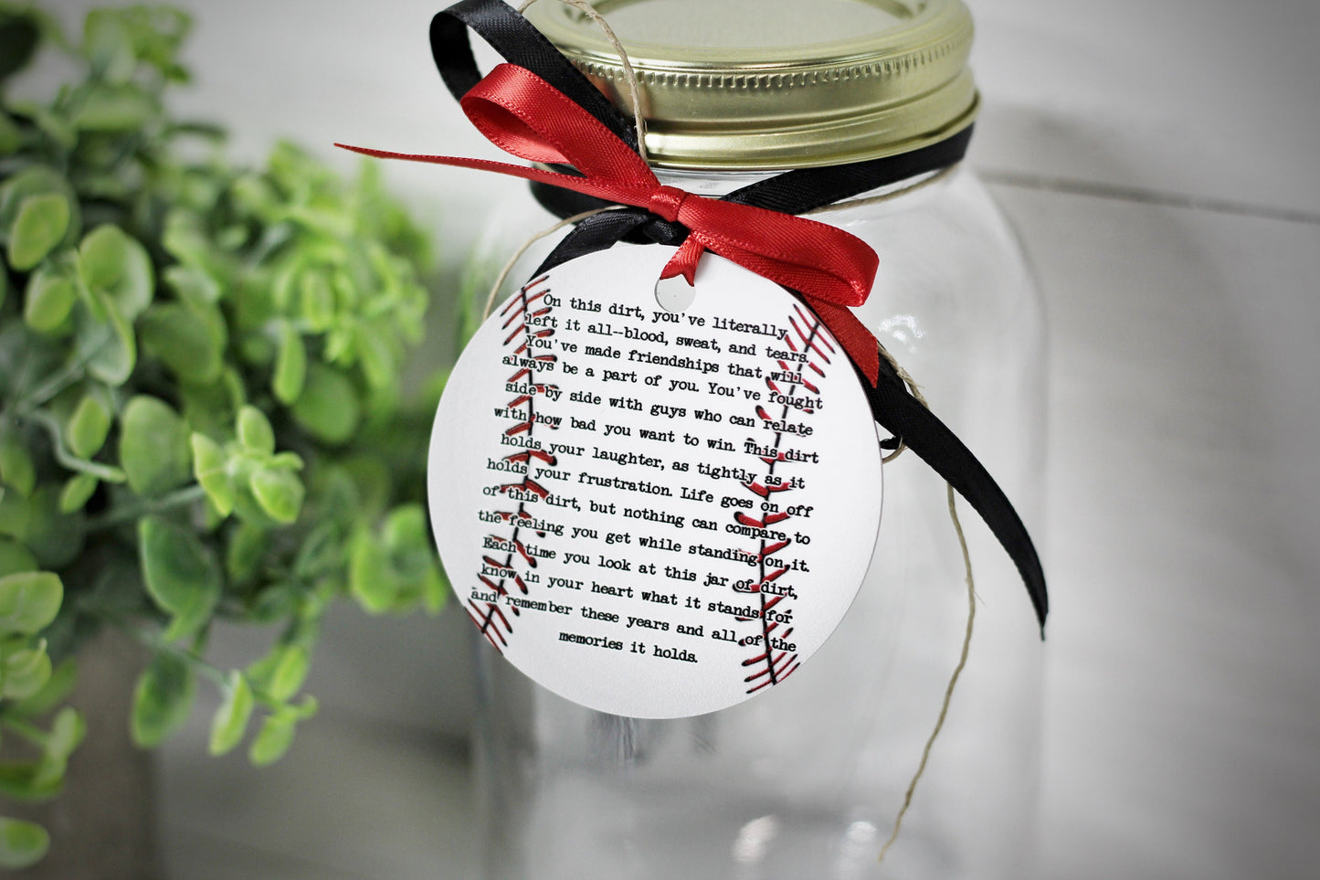 Jar of Dirt BASEBALL boys Team Personalized Metal Tag Motivational Memory Sentimental Quote Sign Senior Gift, Baseball Team Gifts