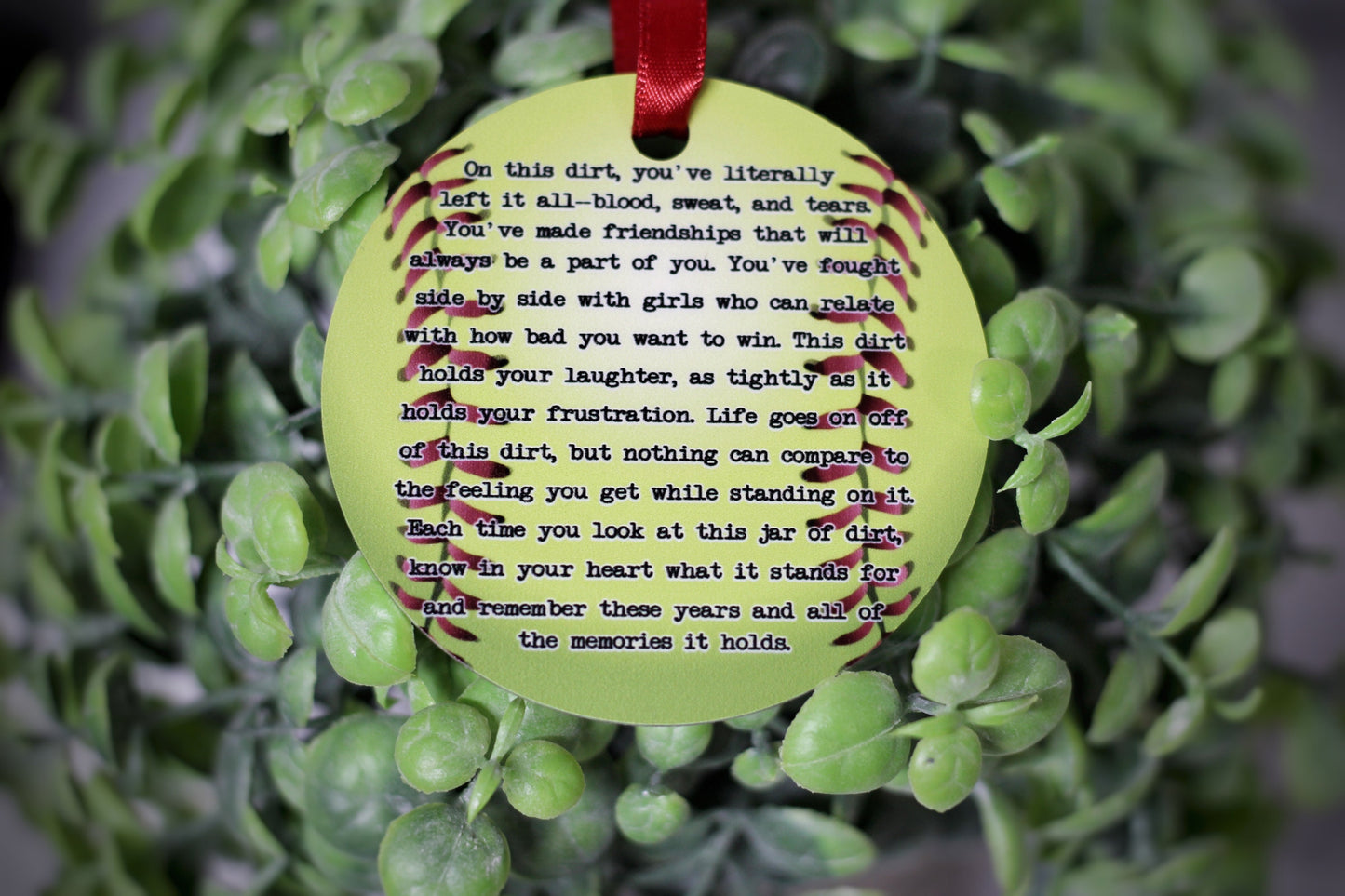 Jar of Dirt SOFTBALL girls Team Personalized Metal Tag Motivational Memory Sentimental Quote Sign Senior Gift, Softball Team Gifts