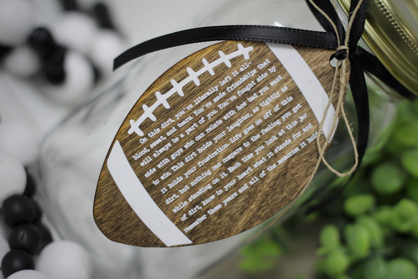 Jar of Dirt, Grass, or Turf FOOTBALL Team Wood Tag Motivational Memory Sentimental Quote Sign Senior Gift, Senior Night, Sports Banquet Gift
