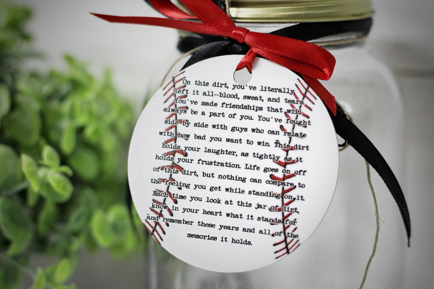 Jar of Dirt BASEBALL boys Team Personalized Metal Tag Motivational Memory Sentimental Quote Sign Senior Gift, Baseball Team Gifts