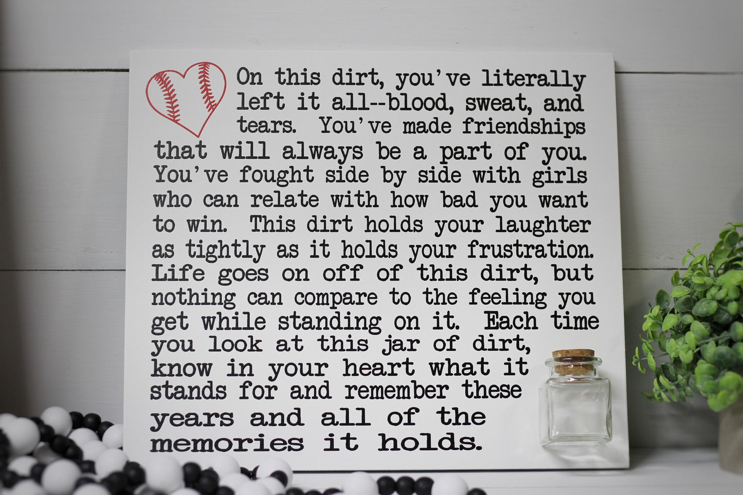 Softball Wood Sign Jar of Dirt Quote with Jar, Senior Softball Player Gift, End of the Season Gift for Softball Girls, Slow pitch Fast Pitch