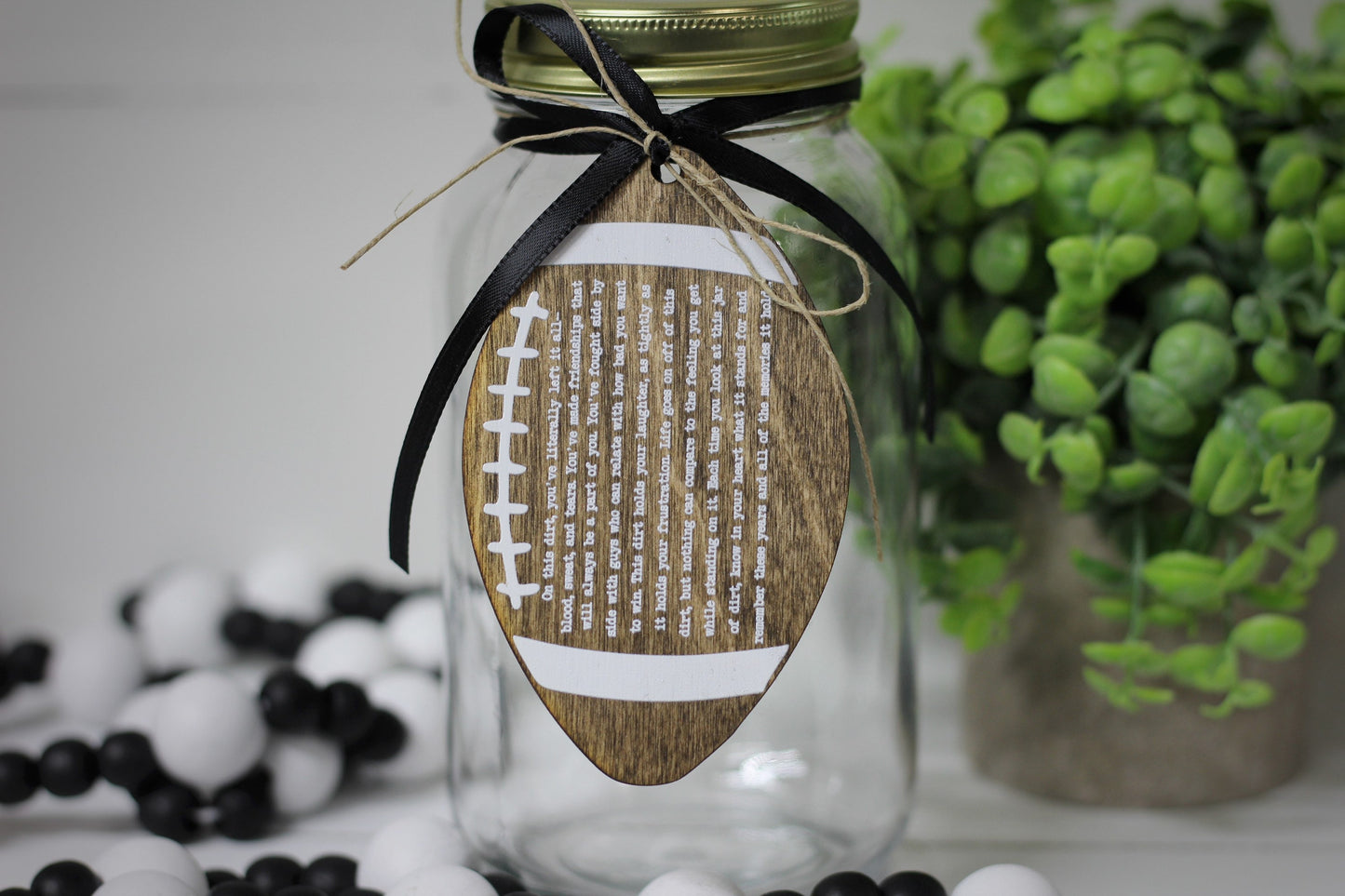 Jar of Dirt, Grass, or Turf FOOTBALL Team Wood Tag Motivational Memory Sentimental Quote Sign Senior Gift, Senior Night, Sports Banquet Gift