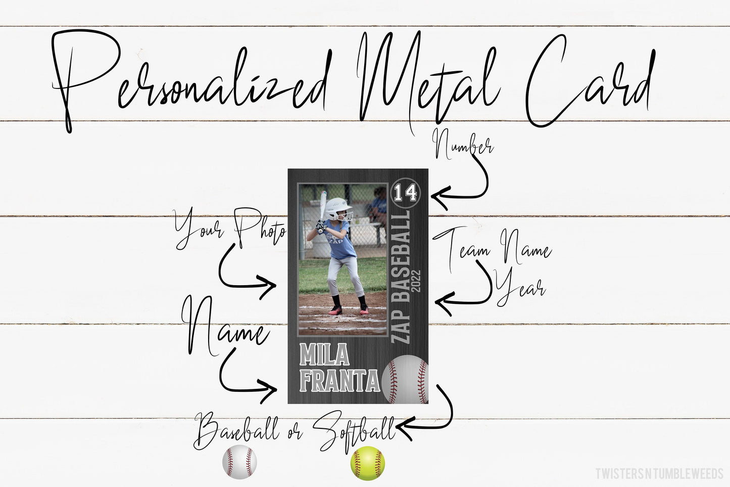 Personalized Metal Baseball Card, Trading Card, Memory Sentimental Gift for End of Season Baseball Softball Team Gifts, Custom Baseball Card