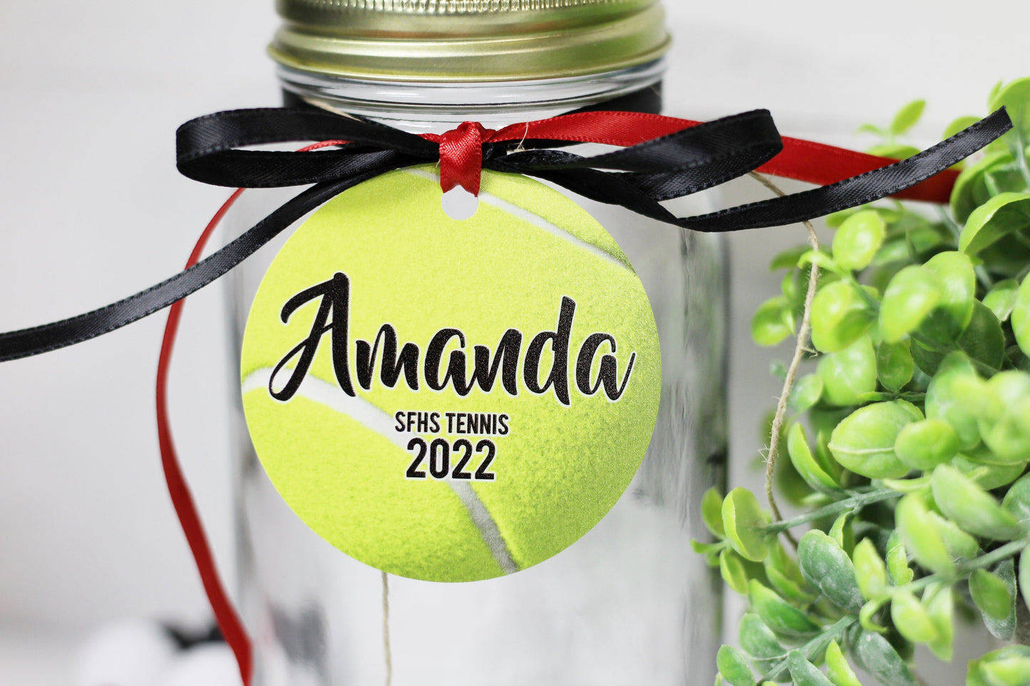 Personalized TENNIS Team Personalized Metal Tag Motivational Memory Sentimental Quote Sign Senior Gift, Tennis Player Team Gifts Jar of Dirt