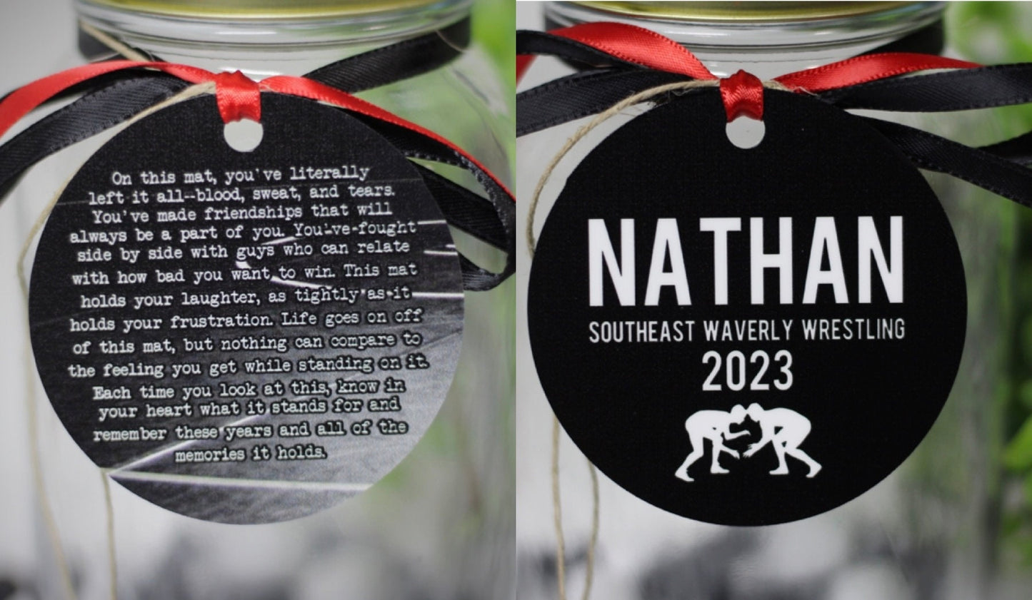 Wrestling Team Personalized Metal Tag On This Mat Quote, Motivational Memory Sentimental Sign, High School Senior Gift, Wrestling Team Gifts