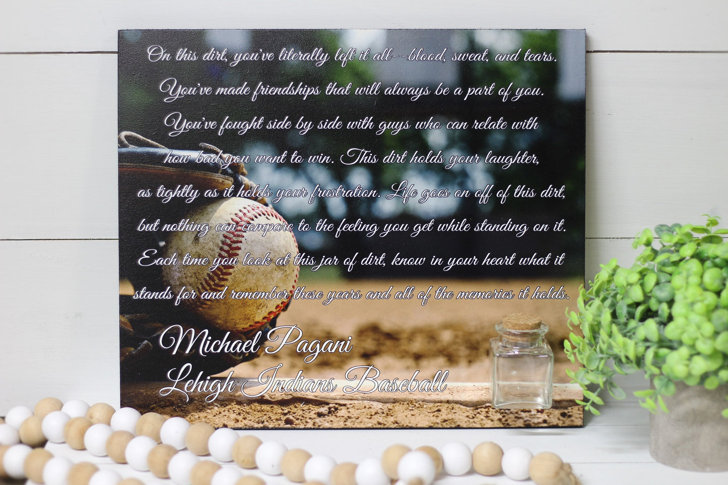 Jar of Dirt BASEBALL Sign, Boys Team Personalized Wood Art, Motivational Memory Sentimental Quote Sign, Senior Gift, Baseball Player Gifts