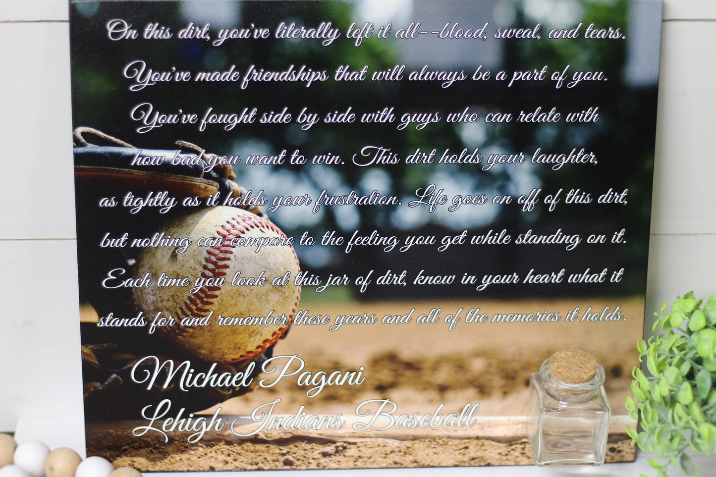 Jar of Dirt BASEBALL Sign, Boys Team Personalized Wood Art, Motivational Memory Sentimental Quote Sign, Senior Gift, Baseball Player Gifts