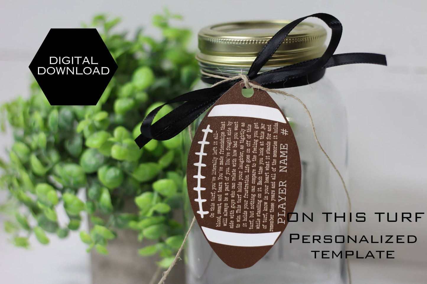 Jar of TURF Football Personalized Team Printable, Instant Download Digital Art Motivational Memory Sentimental Quote, Senior Athlete Gift