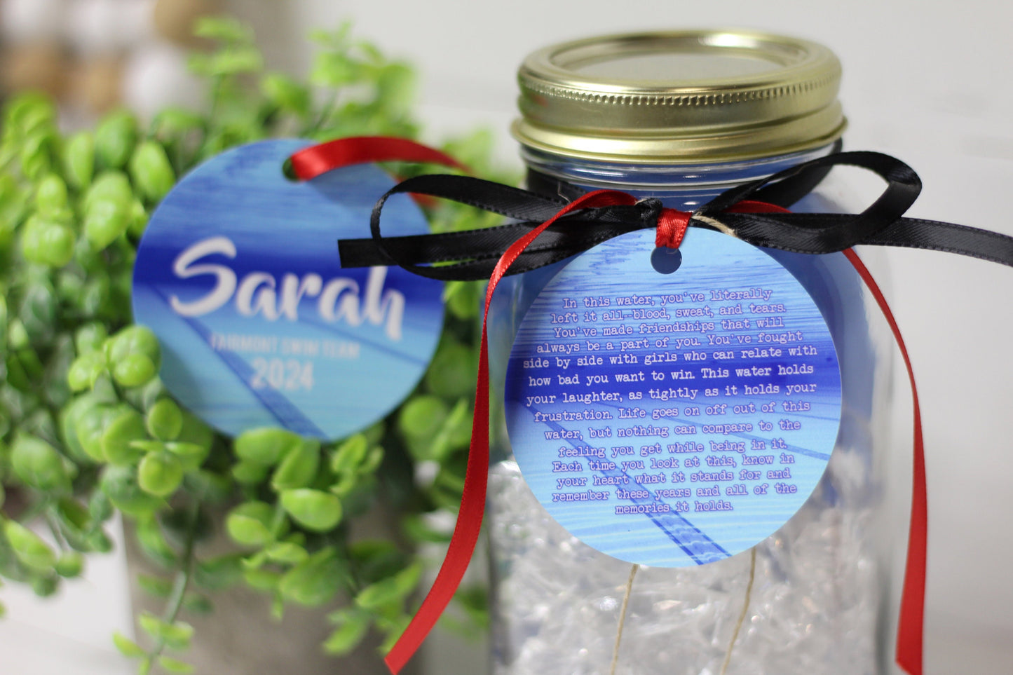 Swim Team Personalized Metal Tag In This Water Quote, Motivational Memory Sentimental Sign, High School Senior Gift, Swim & Dive Team Gifts